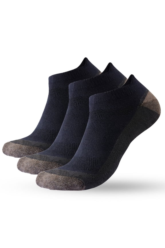 Merino Wool Ankle Socks 3 Pairs Cushioned Sweat-Wicking No Show Socks For Running & Hiking
