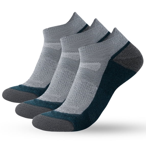 WANDER Merino Wool Ankle Socks 3 Pairs Cushioned Sweat-Wicking No Show Socks For Running & Hiking