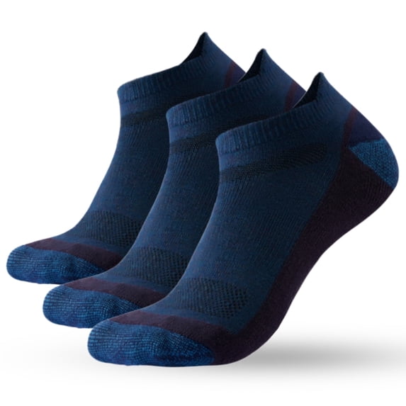 WANDER Merino Wool Ankle Socks 3 Pairs Cushioned Sweat-Wicking No Show Socks For Running & Hiking