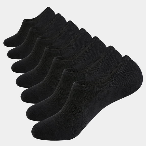 WANDER No Show Socks Mens 7 Pairs Cotton Thin Non Slip Low Cut Mens Invisible Casual Socks (7black, Size 6-9)