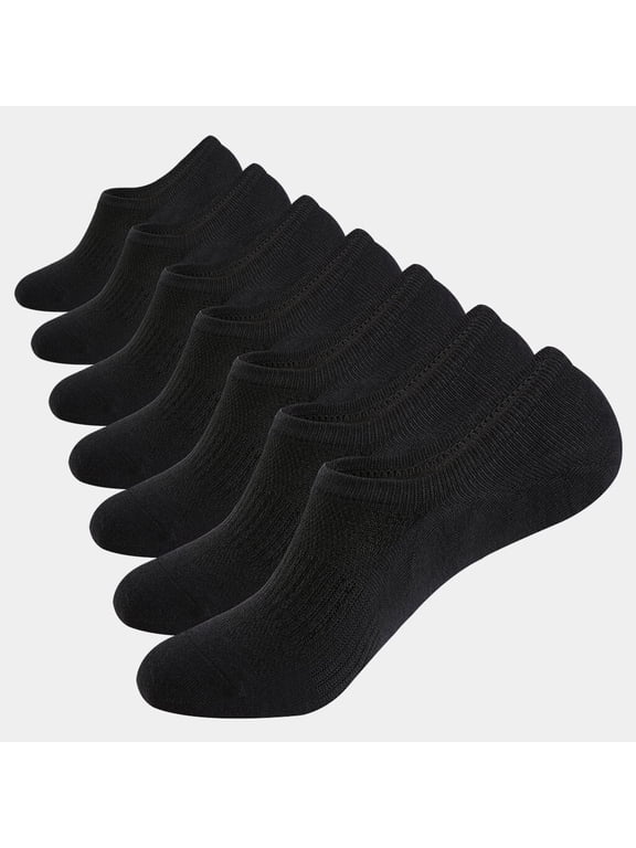 No Show Socks Mens 7 Pairs Cotton Thin Non Slip Low Cut Mens Invisible Casual Socks (7black, Size 6-9)