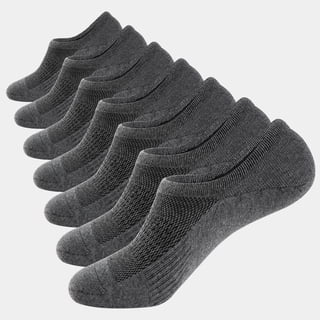 WANDER No Show Socks Mens 7 Pairs Cotton Thin Non Slip Low Cut Mens Invisible Casual Socks (7dark grey, Size 9-12)