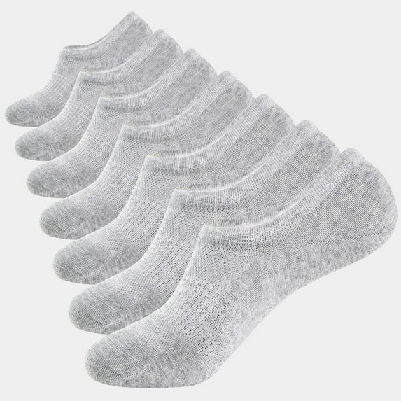 WANDER No Show Socks Mens 7 Pairs Cotton Thin Non Slip Low Cut Mens Invisible Casual Socks (7grey, Size 12-14)