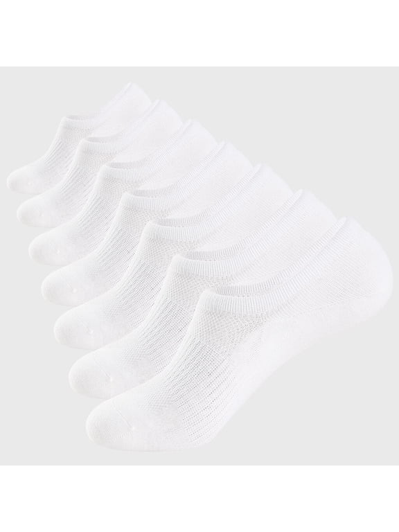 No Show Socks Mens 7 Pairs Cotton Thin Non Slip Low Cut Mens Invisible Casual Socks (7white, Size 12-14)