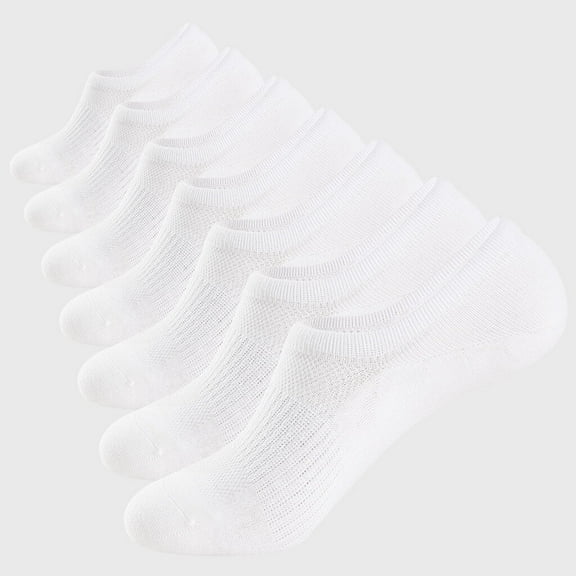 WANDER No Show Socks Mens 7 Pairs Cotton Thin Non Slip Low Cut Mens Invisible Casual Socks (7white, Size 12-14)