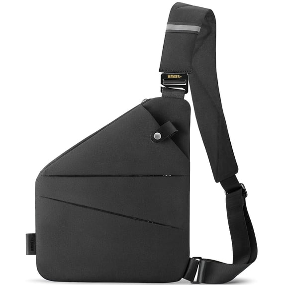 WANDER+ Anti Theft Crossbody Travel Bag for Women Men, Multi-Pocket Crossbody Bag, Slim Sling Bag with Adjustable Strap, Black