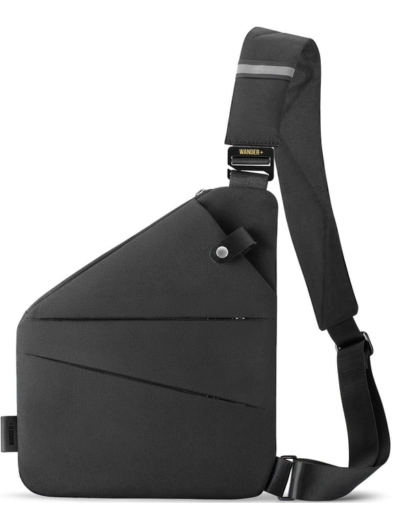 Anti Theft Crossbody Travel Bag for Women Men, Multi-Pocket Crossbody Bag, Slim Sling Bag with Adjustable Strap, Black