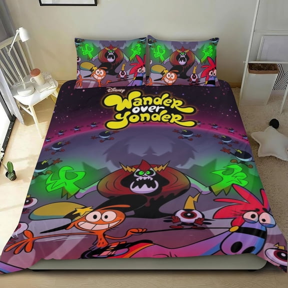 WANDER OVER YONDER Themed Bed Sheet Set Three Piece Set 53x79 Inches Comfortable And Skin Friendly Unique Design Creating A Star Studded Night Home Decor Gifts For Family Friends fans