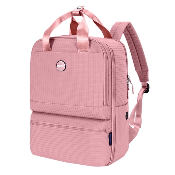 WANDF 17" Travel Backpack for Women,15.6" Laptop Backpack Clamshell Backpacks,Personal item Backpack 18x14x8 Carry On Airlines Approved,Waterproof Casual Backpack with Anti-Theft Pocket(Pink)