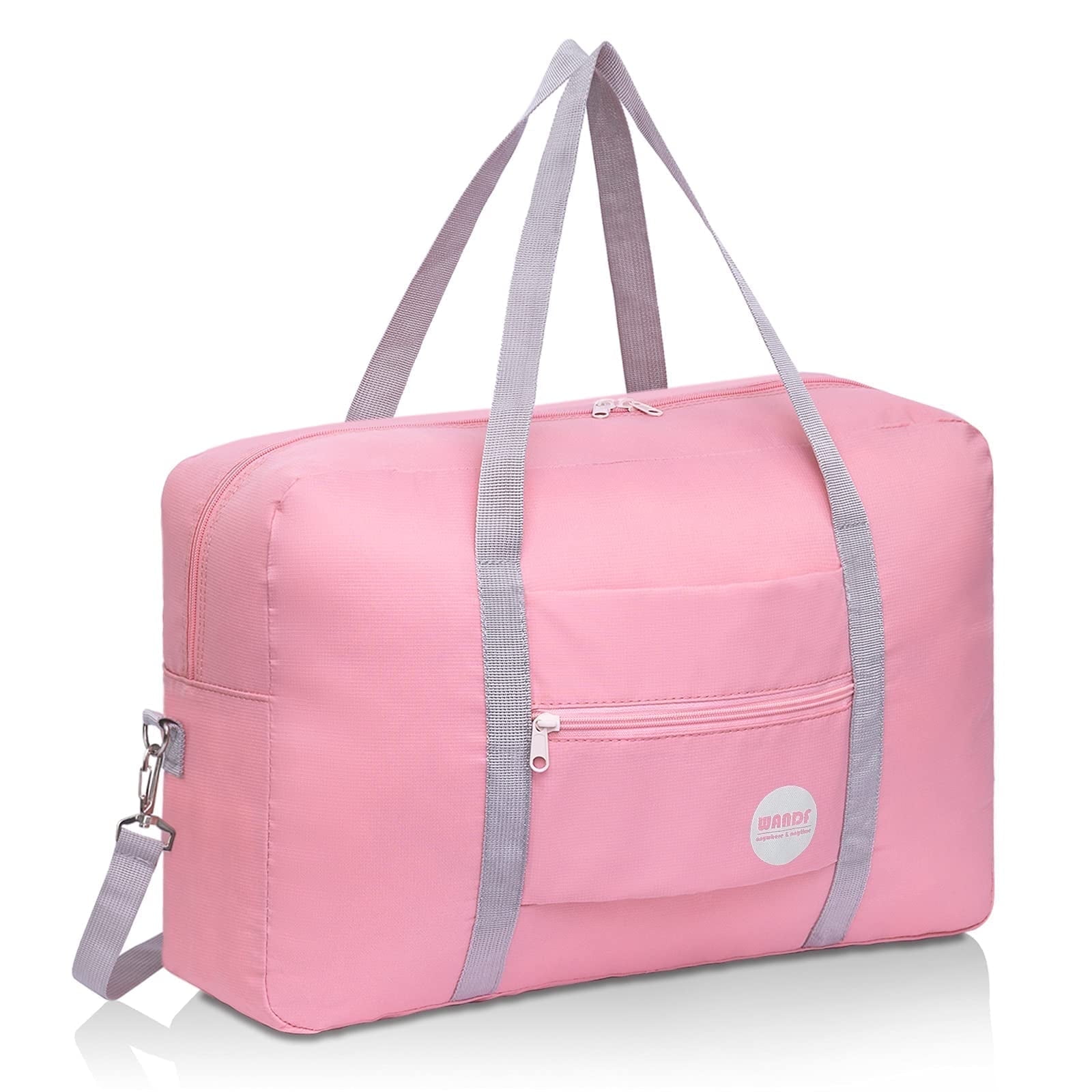 WANDF, Travel Duffel Bag, 18x14x8 Personal Item, Pink, with