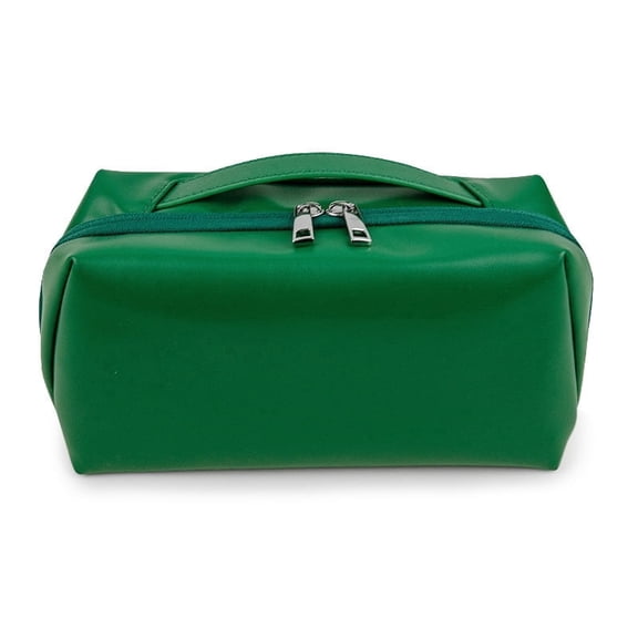 WANDF 180°Wide-Open PU Toiletry Bag for Women Men, Cosmetic Case Makeup Bag for Travel,Business Trip,Bathroom,Electronic Accessories Case,Water-Resistant Dopp Shave Kit Organizer Bag(Green)