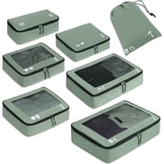 WANDF 7 Set Compression Packing Cubes Tear-Resistant Travel Packing Organizers with Number Icon,Compressible Suitcase Pa