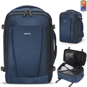 WANDF Airline Approved Travel Backpack with USB Port, 30L Waterproof Carry On Personal Item Bag 18x14x8 for Men Women, 13 Pockets Laptop Weekender Backpack, Daypack for Business Travel Gym,Blue
