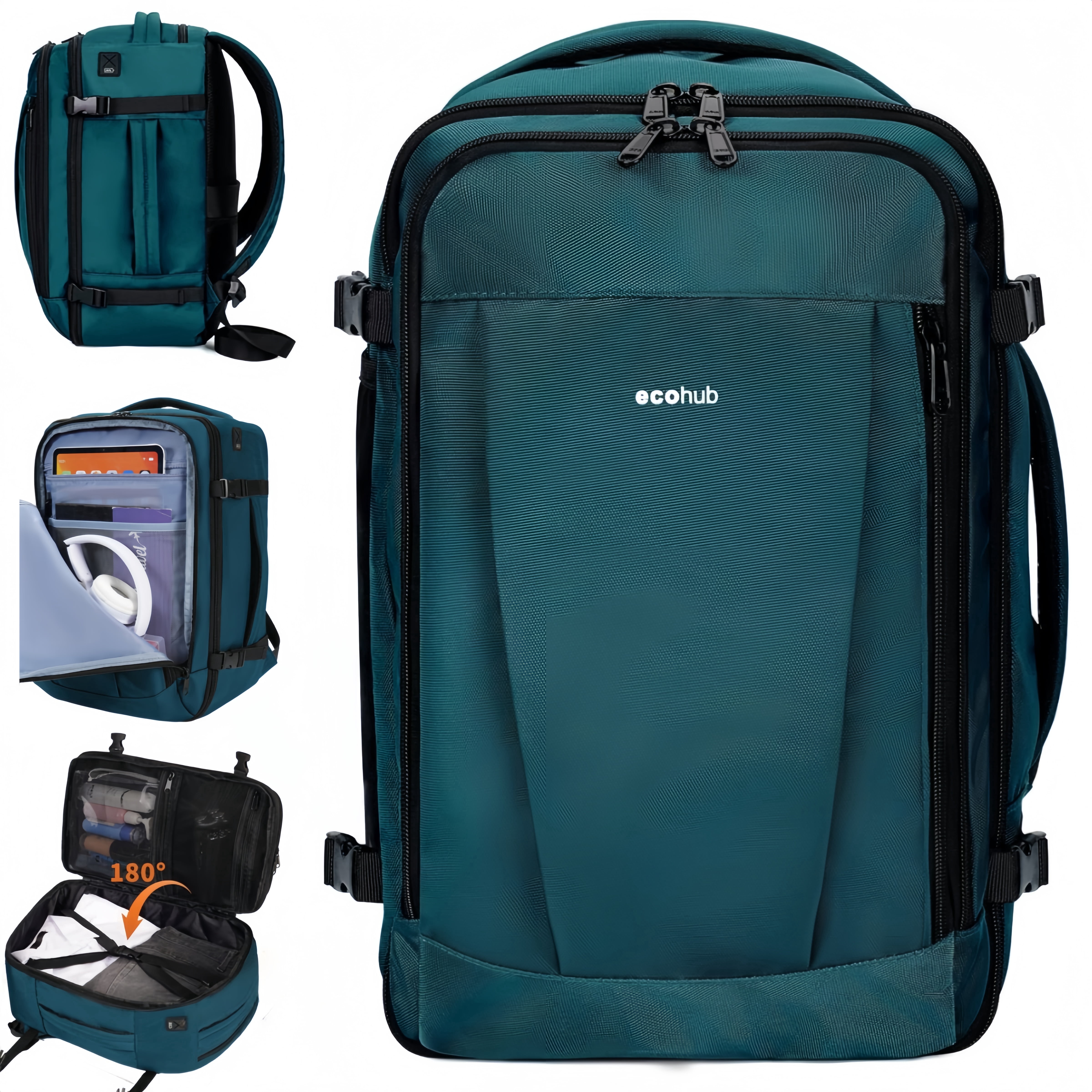 WANDF Airline Approved Travel Backpack with USB Port, 30L Waterproof ...