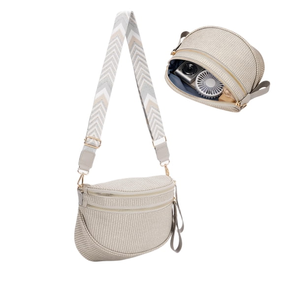 WANDF Bum Bags for Women,Fanny Pack Crossbody Bags,Trendy Crescent Shoulder Bags for Ladies,Sling Bag Half Moon Purse,PU Leather Belt Bag with Adjustable Strap(Grey)