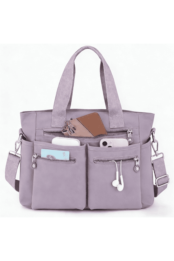 Casual Tote Bags,Work Tote Bag for Women Ladies,Durable Stylish Handbags with Multi-Pockets,Sling Crossbody Totes Shoulder Bag for Collegers,Teacher,Nurse(Purple Bag)