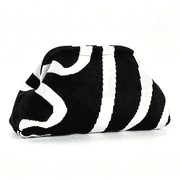 Clutch Purse for Women,Knit  Clutch Handbags,Woven Evening Bags,Large Dumpling Bag for Ladies,Girlfriend,Travel Makeup Storage Lightweight Portable Pouch(Black 
