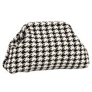 WANDF Clutch Purse for Women,Woven Evening Bags,Knit Dumpling Handbags for LadiesBlack White Pattern-A
