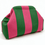 WANDF Clutch Purse for Women,Woven Striped Dumpling Bag for Ladies,Knit Evening Bags HandbagsGreen Pink Stripe