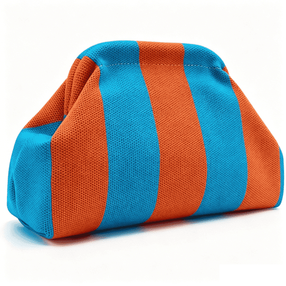 WANDF Clutch Purse for Women,Woven Dumpling Bag for Ladies,Knit Evening Bags Handbags (Blue Orange Striped)