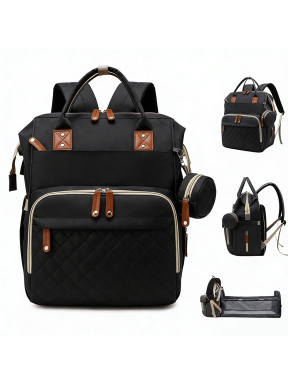 Diaper Bag Backpack with Changing Station, Large Travel Mommy Bag, Waterproof Diaper Backpack for Moms Dads with USB Charging Port,Mommy Essentials Shower Gifts(Black Bag)