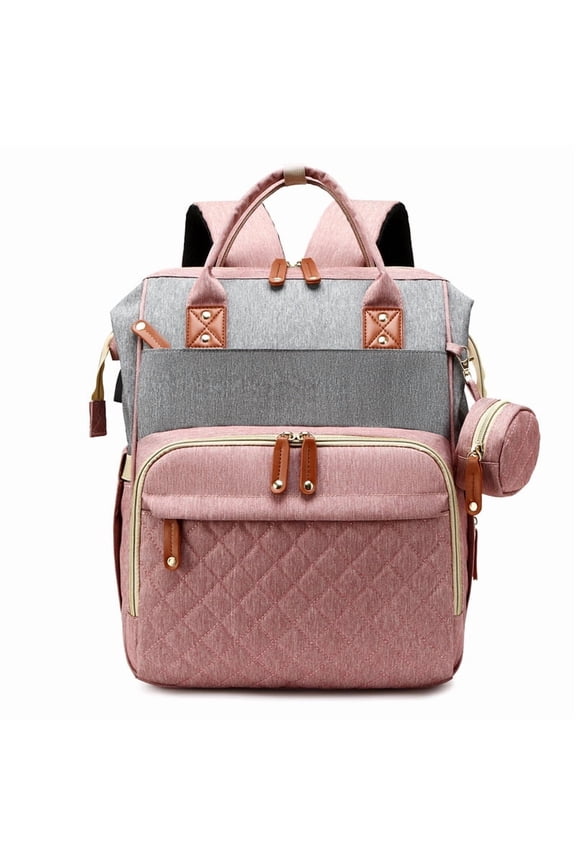 Diaper Bag Backpack with Changing Station, Large Travel Mommy Bag, Waterproof Diaper Backpack for Moms Dads with USB Charging Port,Mommy Essentials Shower Gifts(Pink Grey Bag)