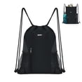 thumbnail image 1 of WANDF Drawstring Bag for Men Women,Drawstring Backpack,String Backpack with Mesh Pockets,Waterproof Sports Gym Bag ,Large Athletic Sackpack for Beach,Swimming,Cycling(Black), 1 of 12