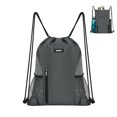 thumbnail image 1 of WANDF Drawstring Bag for Men Women Drawstring Backpack with Mesh Pockets,Waterproof Sports Gym Bag,Large Athletic Sackpack for Beach,Swimming,Cycling(Grey), 1 of 9