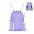 thumbnail image 1 of WANDF Drawstring Backpack with Mesh Pockets,Drawstring Bag for Women,Waterproof Sports Gym Bag ,Large Athletic Sackpack for Beach,Swimming, Cycling(Purple), 1 of 9