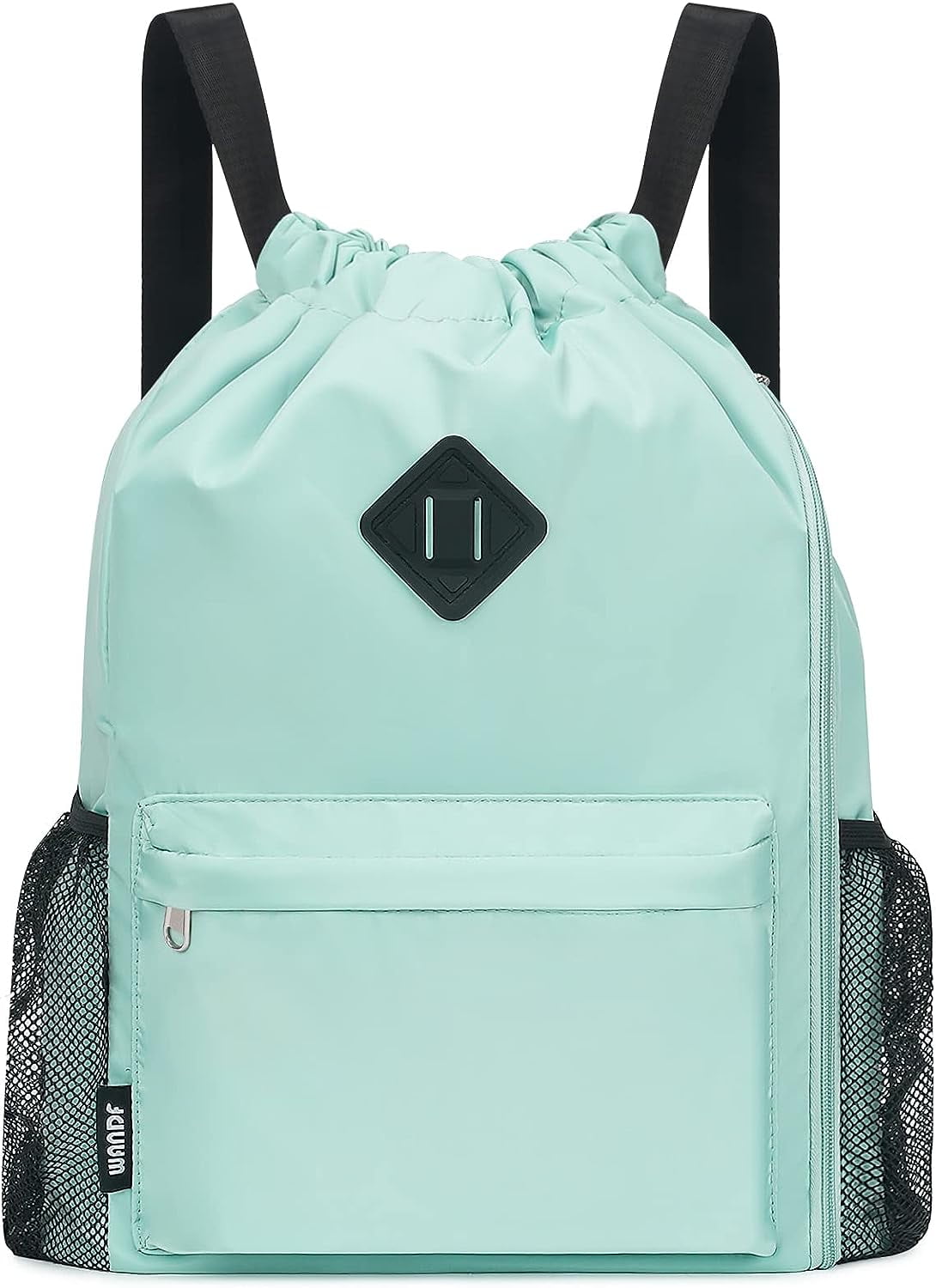 WANDF Drawstring Backpack Sports Gym Bag with Shoes Compartment, Water