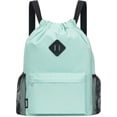 thumbnail image 1 of WANDF Drawstring Backpack Sports Gym Bag with Shoes Compartment, Water-Resistant String Backpack Cinch for Women Men (Large,Mint green), 1 of 8