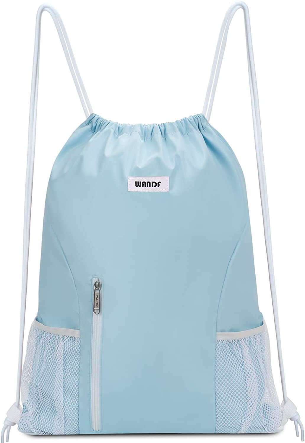 WANDF Drawstring Backpack Sports Gym Sackpack with Mesh Pockets Water