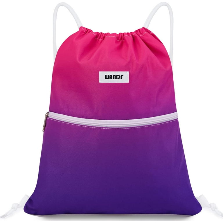 WANDF Athletic Waterproof Drawstring Backpack, Nylon Cinch