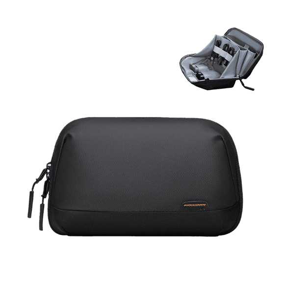 WANDF Dopp Kit Case,Electronics Organizer Travel Case,10 Compartments Cord Organizer for Men Women,Water-Resistant Cable Bag,Digital Electronics Accessories Bag(Black)