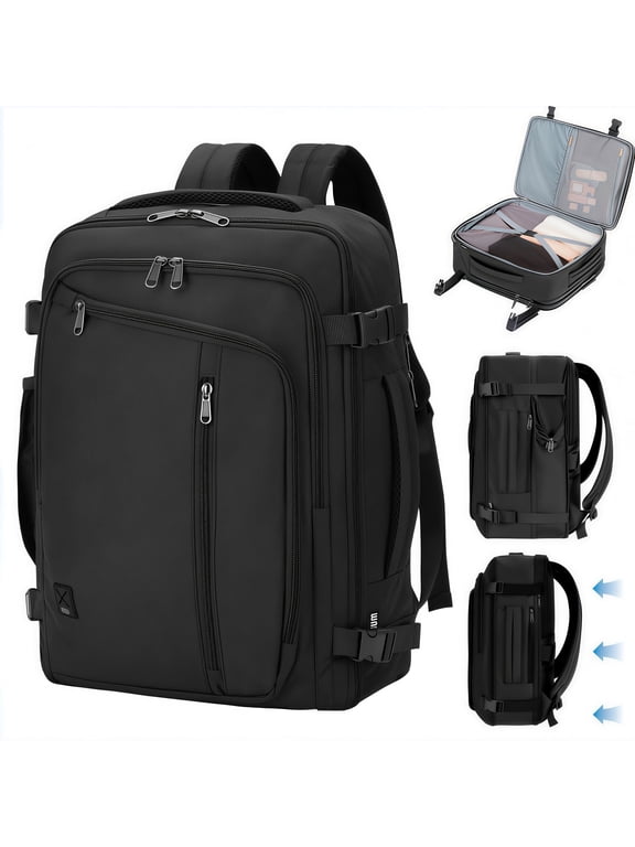 Expandable Travel Backpack 17 In Laptop Backpack with Wet Pocket For Spirit Airlines,Underseat personal item travel bag Hand Luggage, Large Casual Daypack for Weekender Business(Black Bag)