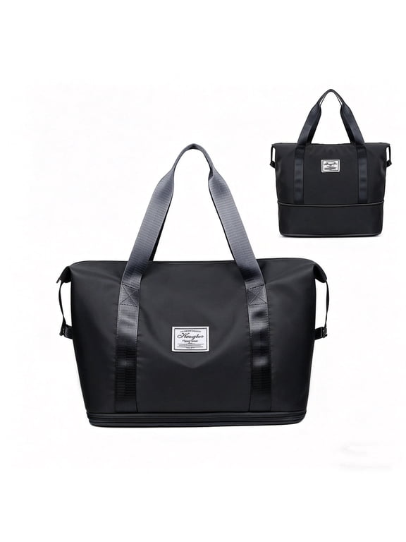 Expandable Travel Duffel Bag for Men Women,Airline Approved Personal Item Bag 18x14x8,Gym Bag with Wet Pocket,Underseat Foldable Carry on Weekender Bag(Black Bag)