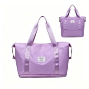 WANDF Expandable Travel Duffel Bag for Women,Airline Approved Personal Item Bag 18x14x8 ,Ladies Gym Bag with Wet Pocket,Underseat Foldable Carry on Weekender BagPurple Bag