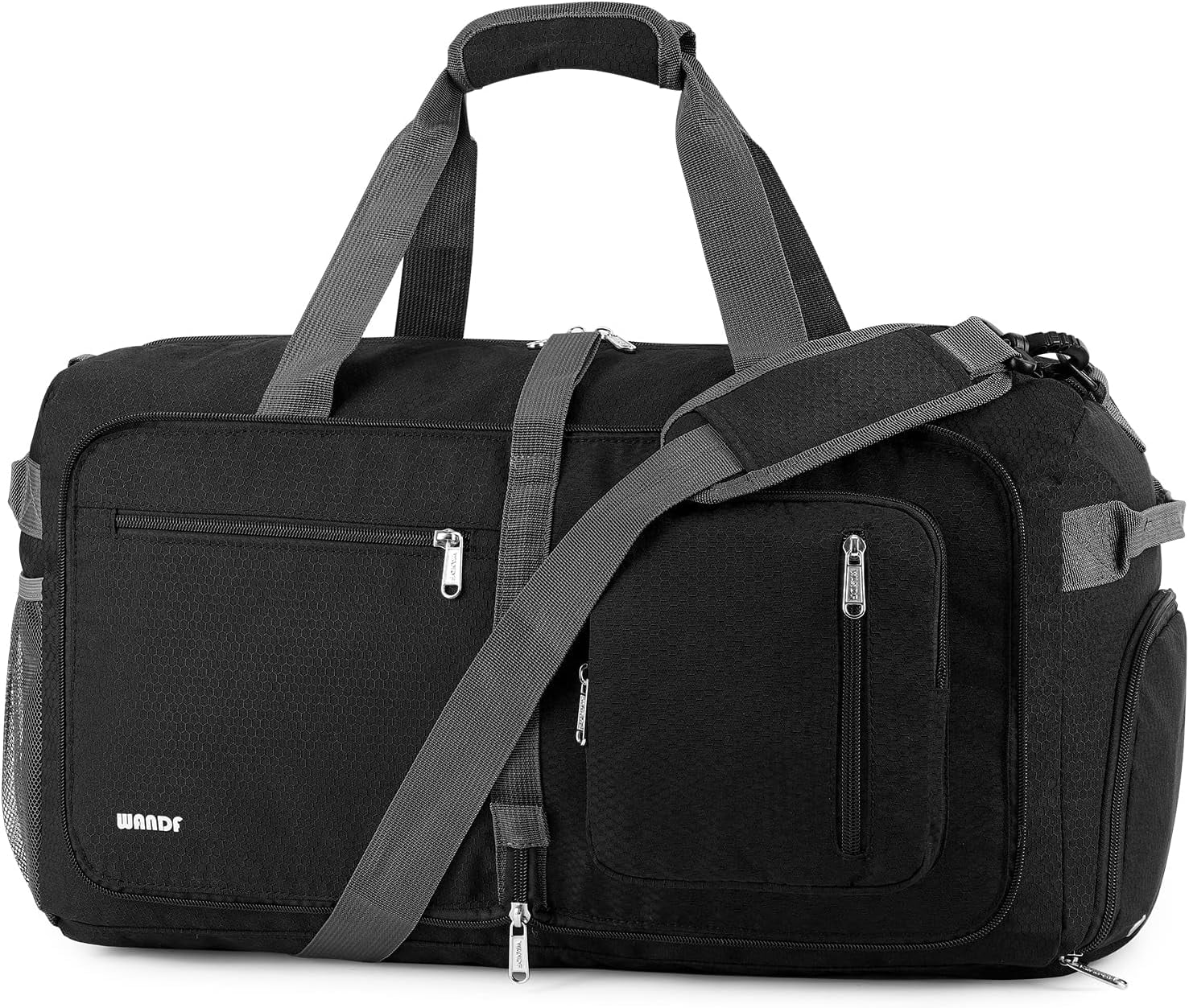 WANDF Foldable Duffel Bag 40L with Wet Pocket & Shoes Compartment