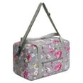 thumbnail image 1 of Small Cabin Bag Foldable Underseat Travel Bag Water-Resistant Hand Luggage Holdall Bag Weekend Overnight Bag for Women Men, Grey Pink Flower, 1 of 2