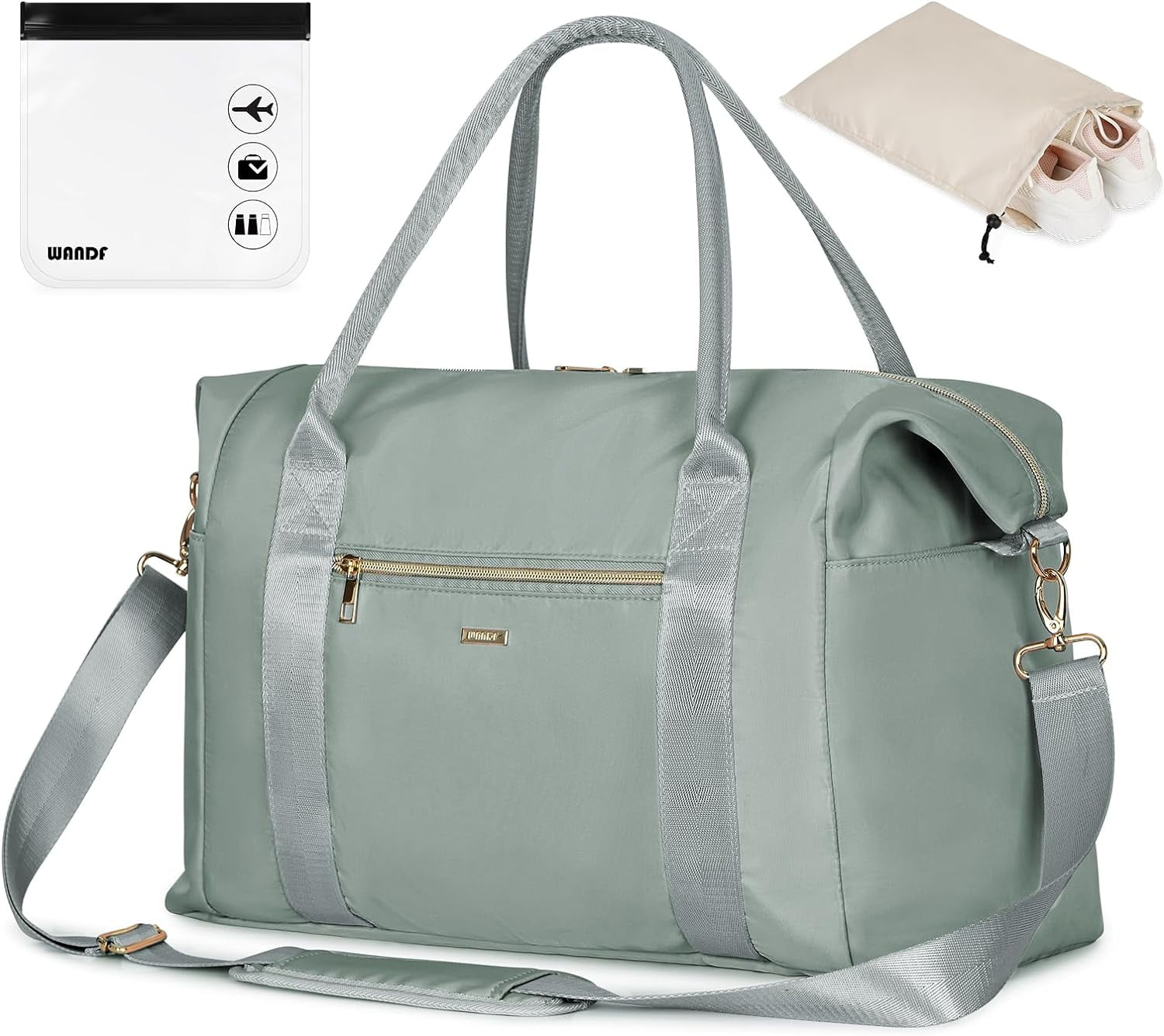 WANDF Spirit Airlines Duffle Travel Bag, 18x14x8, TSA Approved, Wet Pocket & Shoe Bag, Carryon