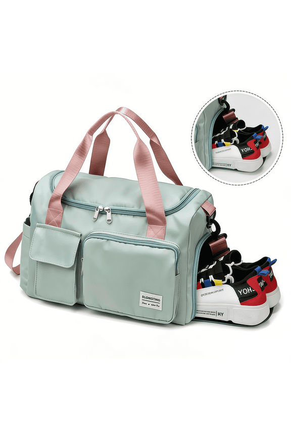 Large Travel Bag with Wet Pocket,Gym Bag With Shoe Compartment for Women,Water-Resistant Weekender Carry On Personal Item Bags(Mint Green)