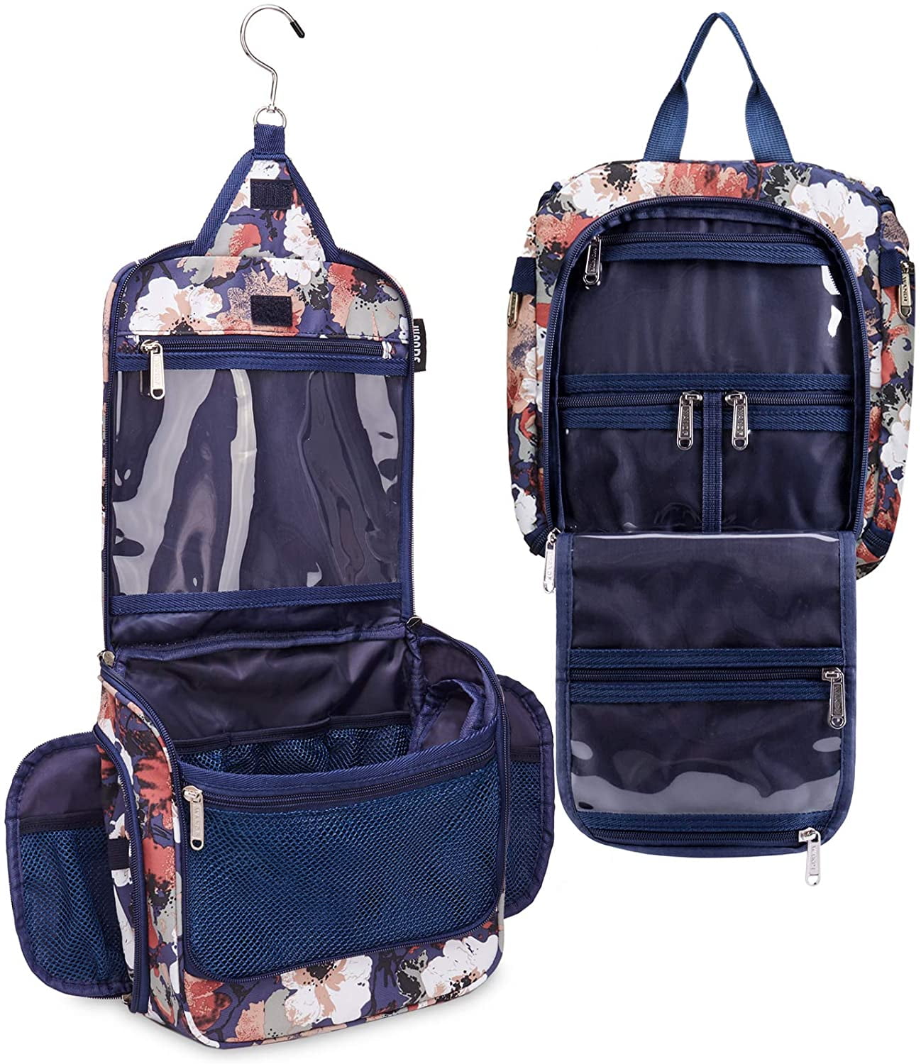 WANDF Women's Hanging Toiletry Bag, Shower Kit with Jewelry Organizer ...