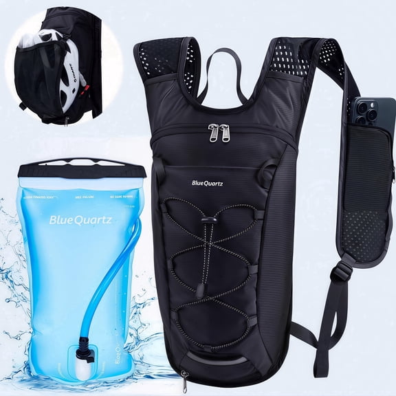 WANDF Hydration Backpack with 2L Water Bladder,15L Lightweight Hiking Water Backpack,Cycling Hydration Pack with Detachable Net Bag, Insulated Hydration Bag for Biking,Climbing,Running(Black)