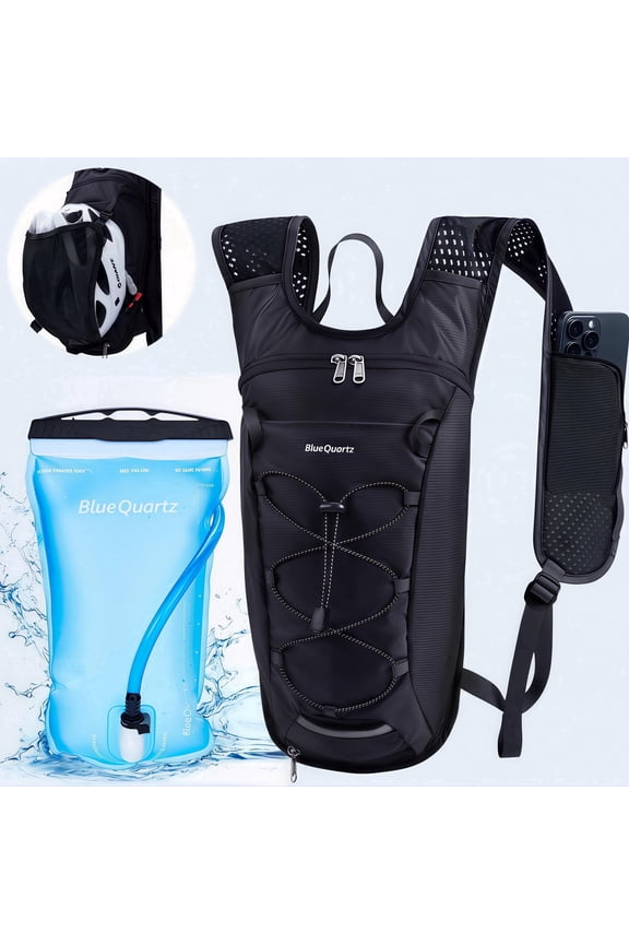 Hydration Backpack with 2L Water Bladder,15L Lightweight Hiking Water Backpack,Cycling Hydration Pack with Detachable Net Bag, Insulated Hydration Bag for Biking,Climbing,Running(Black)
