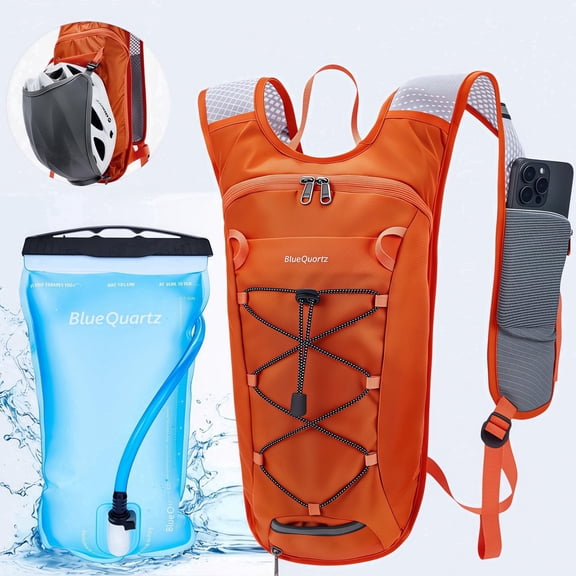 WANDF Hydration Backpack, Insulated Hiking Water Backpack with 2L/67oz Water Bladder,Waterproof Cycling Hydration Bag with Detachable Net Bag for Biking,Climbing,Running (Orange)