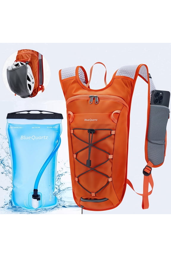 Hydration Backpack, Insulated Hiking Water Backpack with 2L/67oz Water Bladder,Waterproof Cycling Hydration Bag with Detachable Net Bag for Biking,Climbing,Running (Orange)