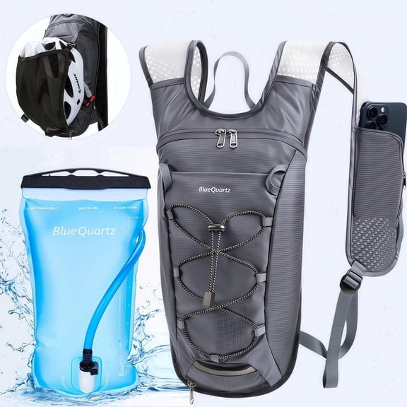 WANDF Hydration Backpack, Insulated Hiking Water Backpack with 2L/67oz Water Bladder,Waterproof Cycling Hydration Bag with Detachable Net Bag for Biking,Climbing,Running (Grey)