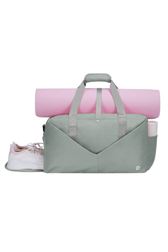 Large 40L Gym Bag with Shoe Compartment Wet Pocket for Women Men,Yoga Bag with Yoga Mat Holder,Waterproof Duffel Travel Bag Carry On Weekender Overnight Bags(Grayish green)