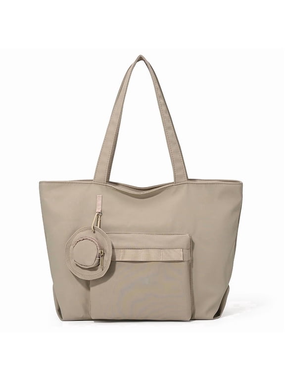 Large Casual Tote Bag for Women,College,Fashion Totes with Coin Purse,Water-Repellent Handbags Shoulder Bag for Travel,Shipping,Work,Idea Gifts for Mom,Girlfriend,Teacher,Nurse(Khaki)