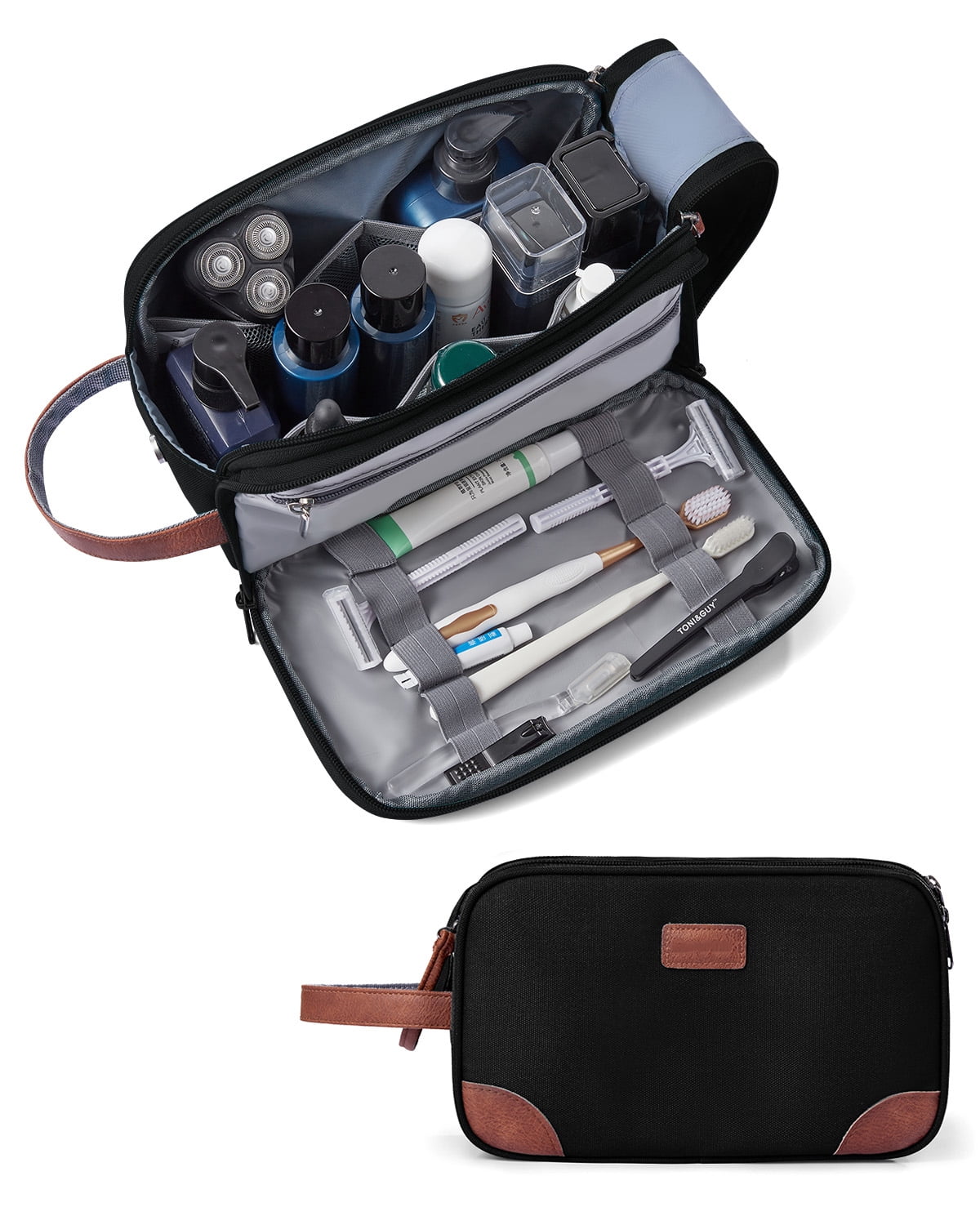 WANDF Large Toiletry Bag for Men,Water-Resistant Wide Opening Dopp Kit ...